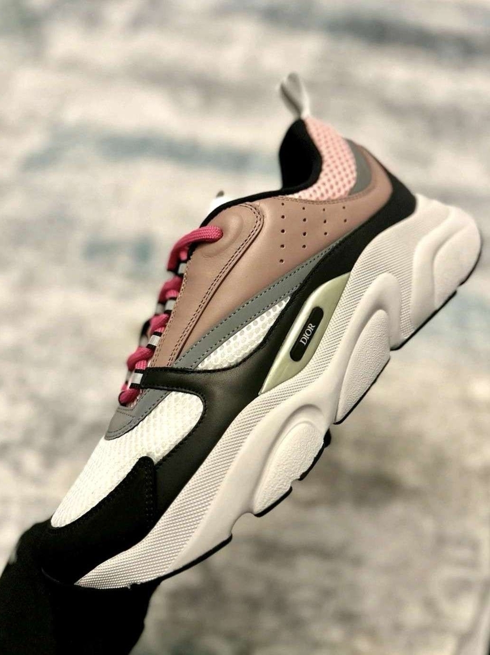 Dior B22 Chunky Runner Sneaker in Pink, Black & White